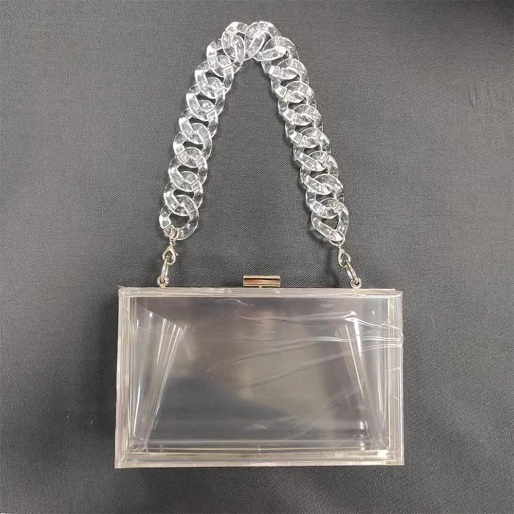 Women Acrylic Clutch Purse Clear Evening Shoulder Bag Unique Acrylic Clutch Purse for Wedding Cocktail Party Prom