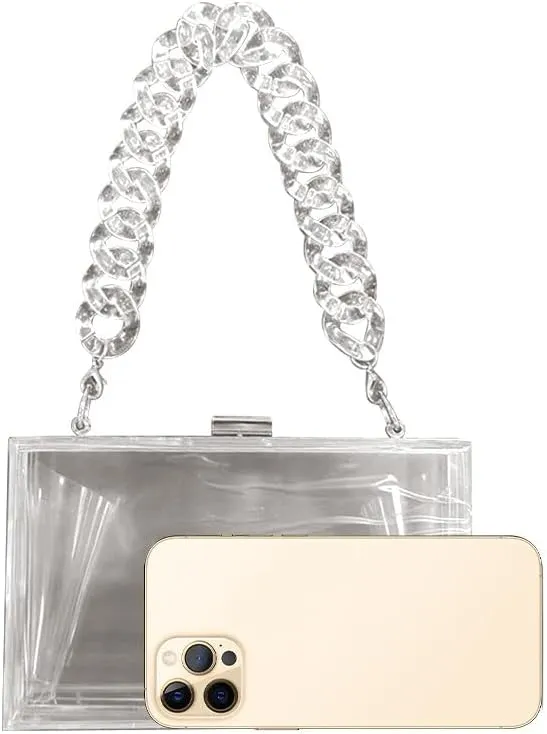 Women Acrylic Clutch Purse Clear Evening Shoulder Bag Unique Acrylic Clutch Purse for Wedding Cocktail Party Prom