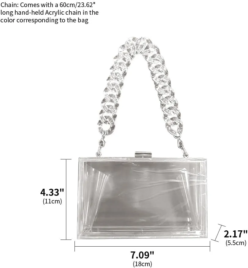 Women Acrylic Clutch Purse Clear Evening Shoulder Bag Unique Acrylic Clutch Purse for Wedding Cocktail Party Prom