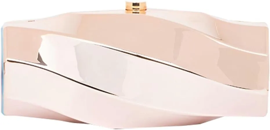 Women Acrylic Clutch Purse Unique Metallic Irregular Box Evening Bag Chain Shoulder Bag For Wedding Cocktail Party 2025