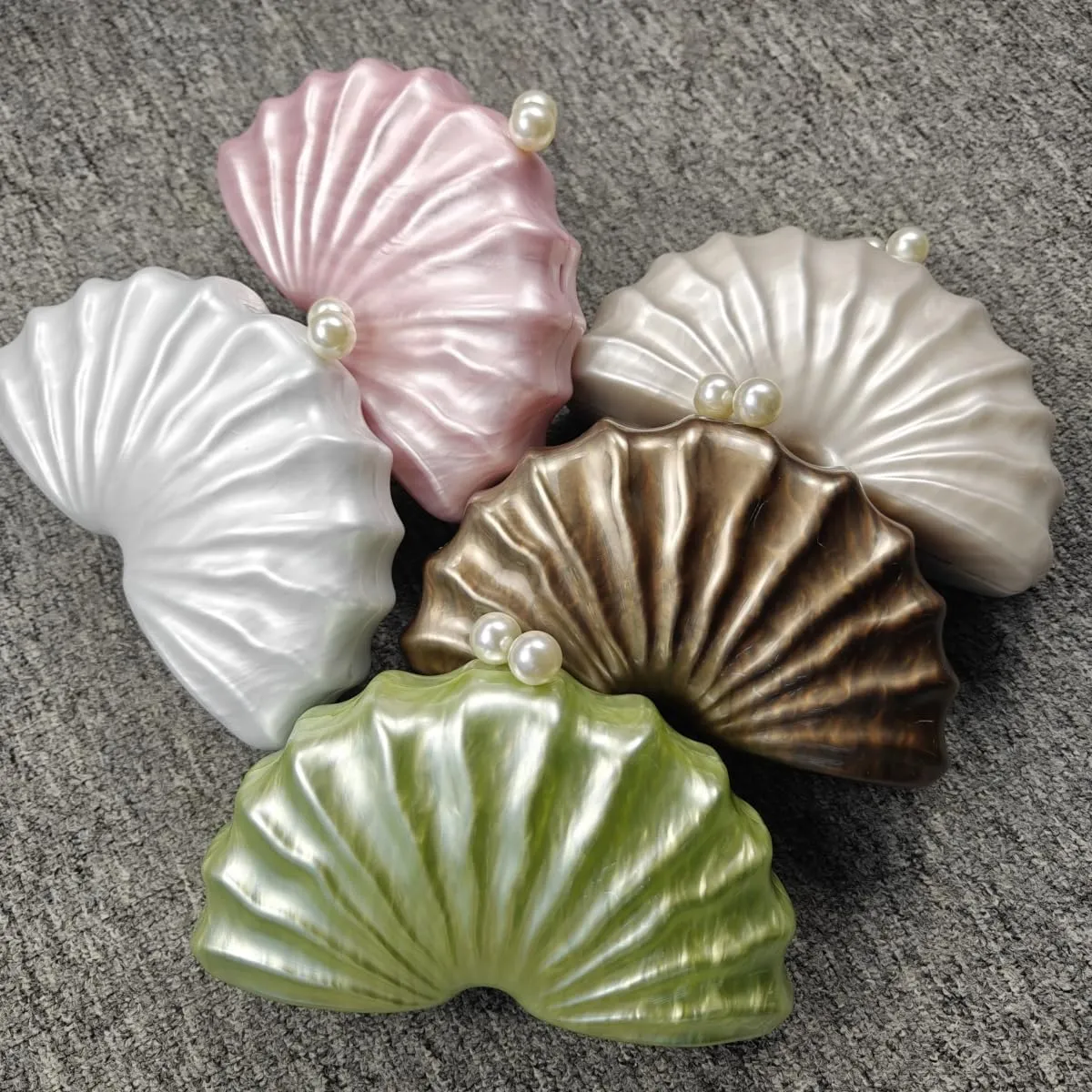 Women Acrylic Shell Shaped Clutch Luxury Marble Acrylic Evening Handbag Unique Chain Shoulder Bag Wedding Party Purses