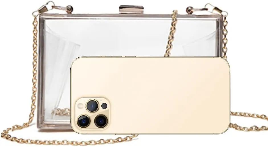 Women Clear Purse Acrylic Evening Clutch Bag Shoulder Handbag Unique Evening Bags and Clutches Crossbody Purse Gold-T