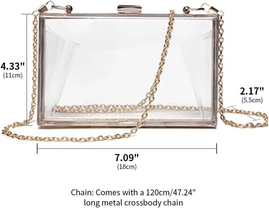 Women Clear Purse Acrylic Evening Clutch Bag Shoulder Handbag Unique Evening Bags and Clutches Crossbody Purse Gold-T