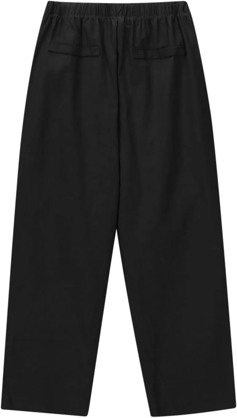 Women Cotton Linen Pants Casual Loose Wide Leg Trousers Summer Drawstring High Waist Pants with Pocket