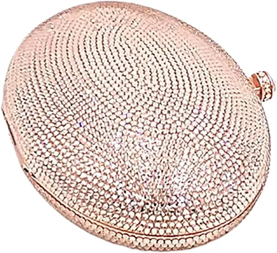 Women Glitter Oval Shell Evening Purse Luxury Rhinestone Egg Shape Clutch Unique Chic Crystal Handbag for Wedding