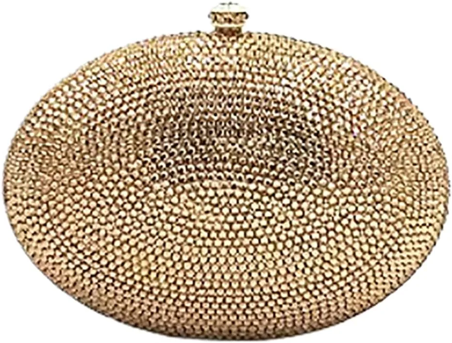 Women Glitter Oval Shell Evening Purse Luxury Rhinestone Egg Shape Clutch Unique Chic Crystal Handbag for Wedding