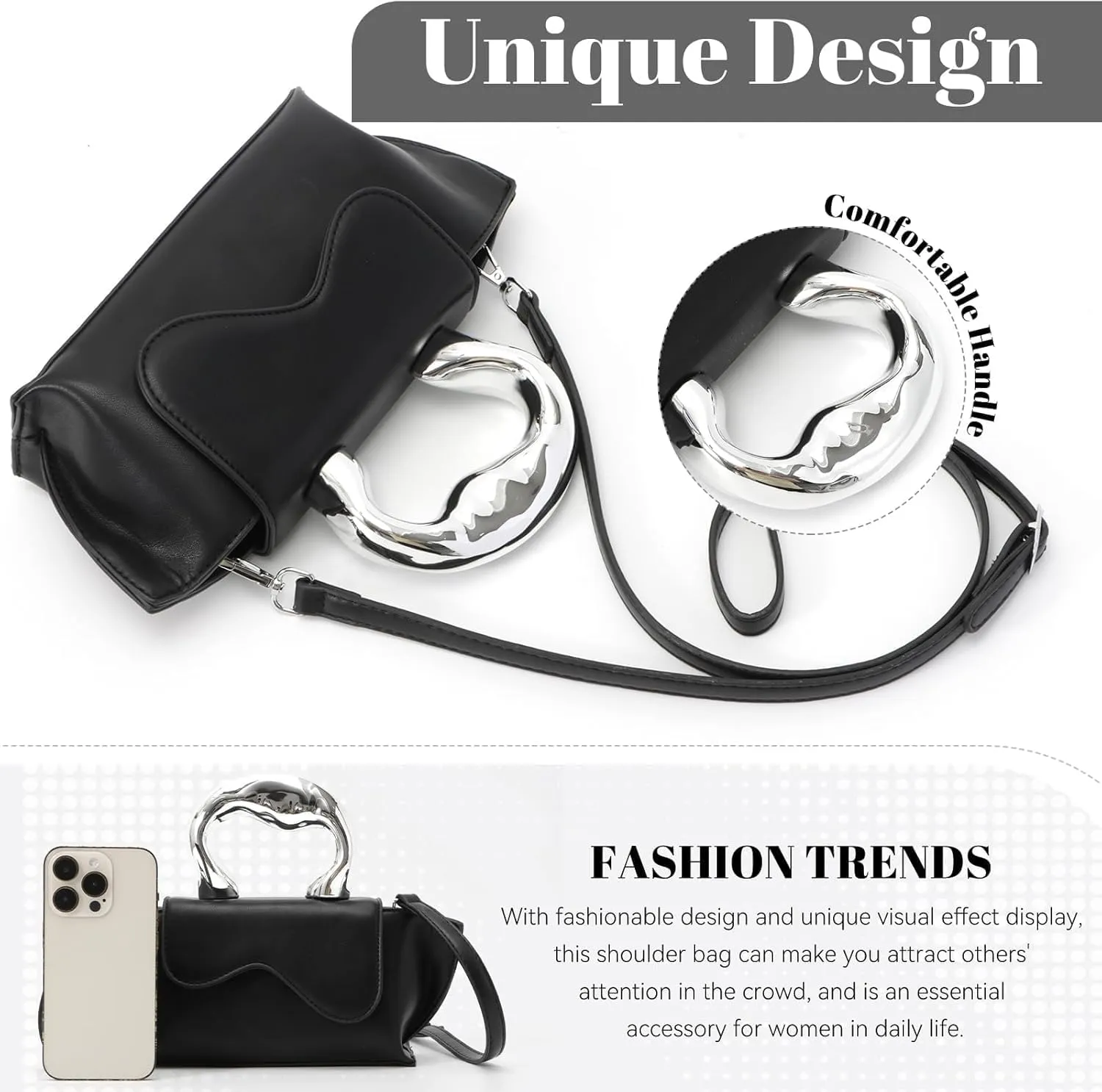 Women Unique Silver Crossbody Bags Y2K Evening Bag Tote Handbag Satchel Bag Small Cute Shoulder Bags Hobo Purse