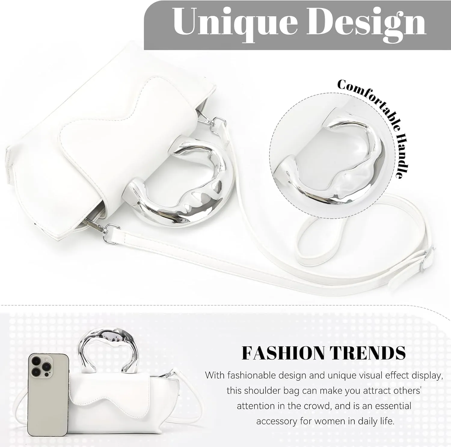 Women Unique Silver Crossbody Bags Y2K Evening Bag Tote Handbag Satchel Bag Small Cute Shoulder Bags Hobo Purse