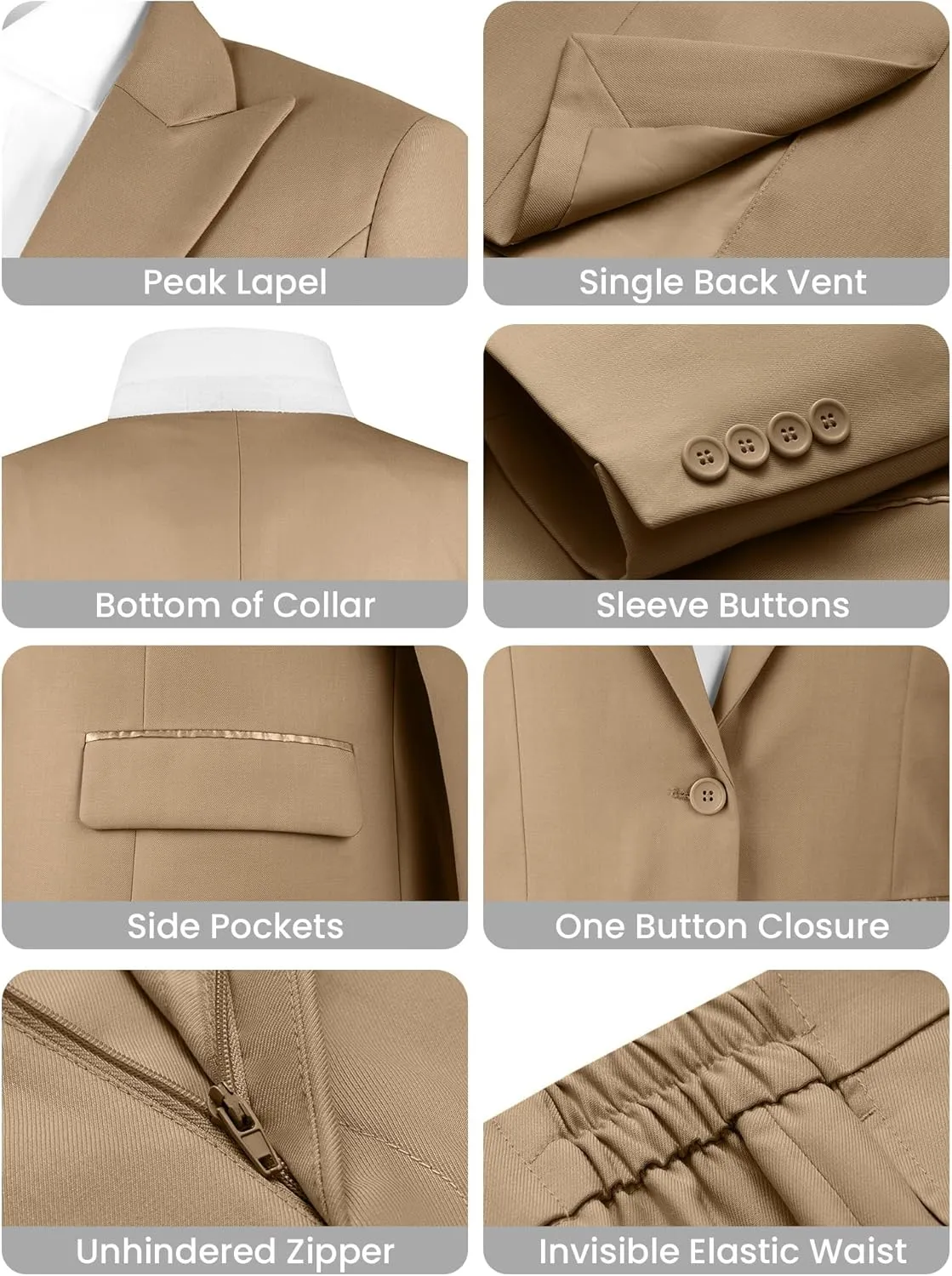 Women's 2 Piece Business Office Suit Lady Peaked Lapel Slim Fit One Button Blazer Jacket and Pants Set