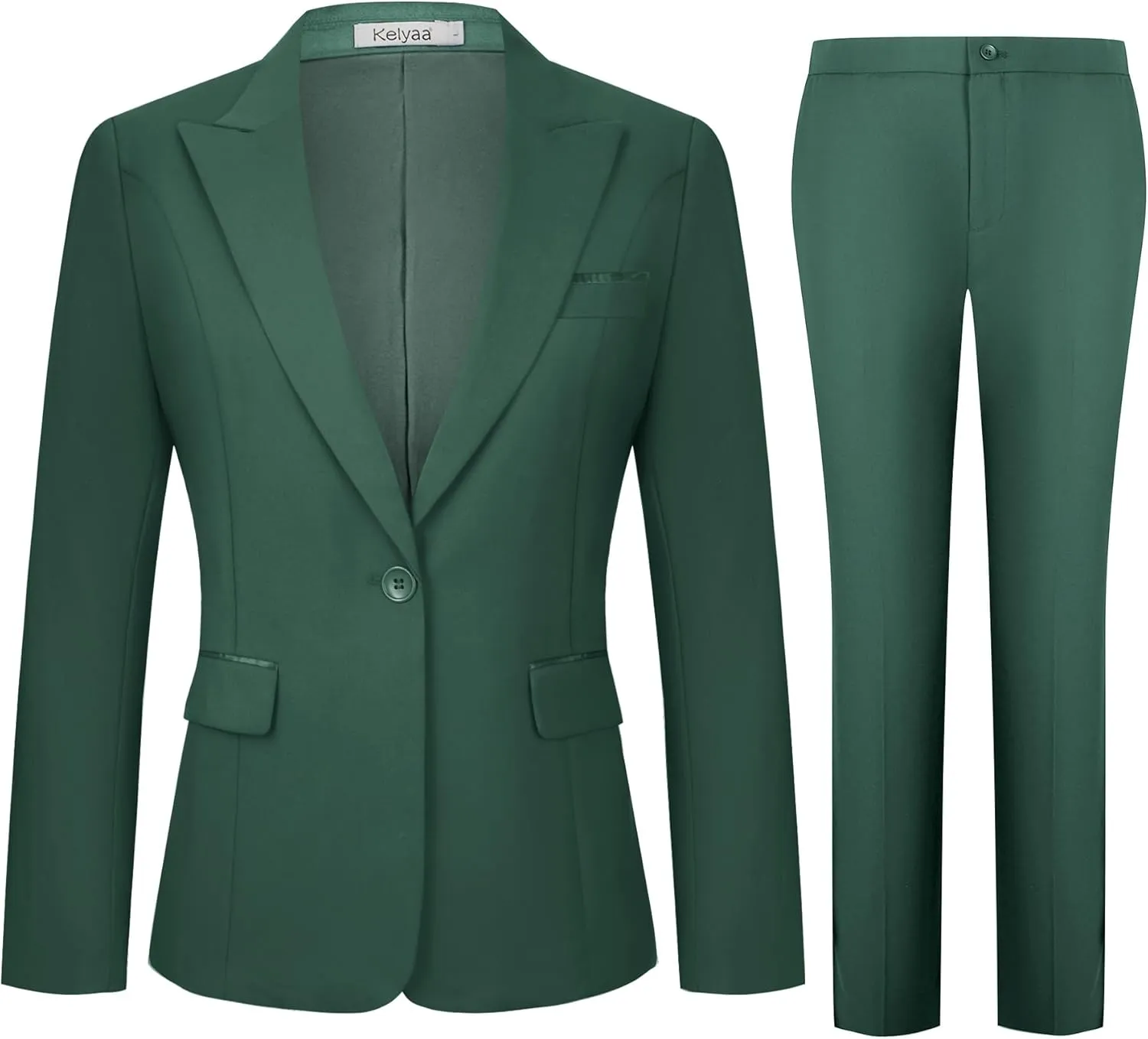 Women's 2 Piece Business Office Suit Lady Peaked Lapel Slim Fit One Button Blazer Jacket and Pants Set