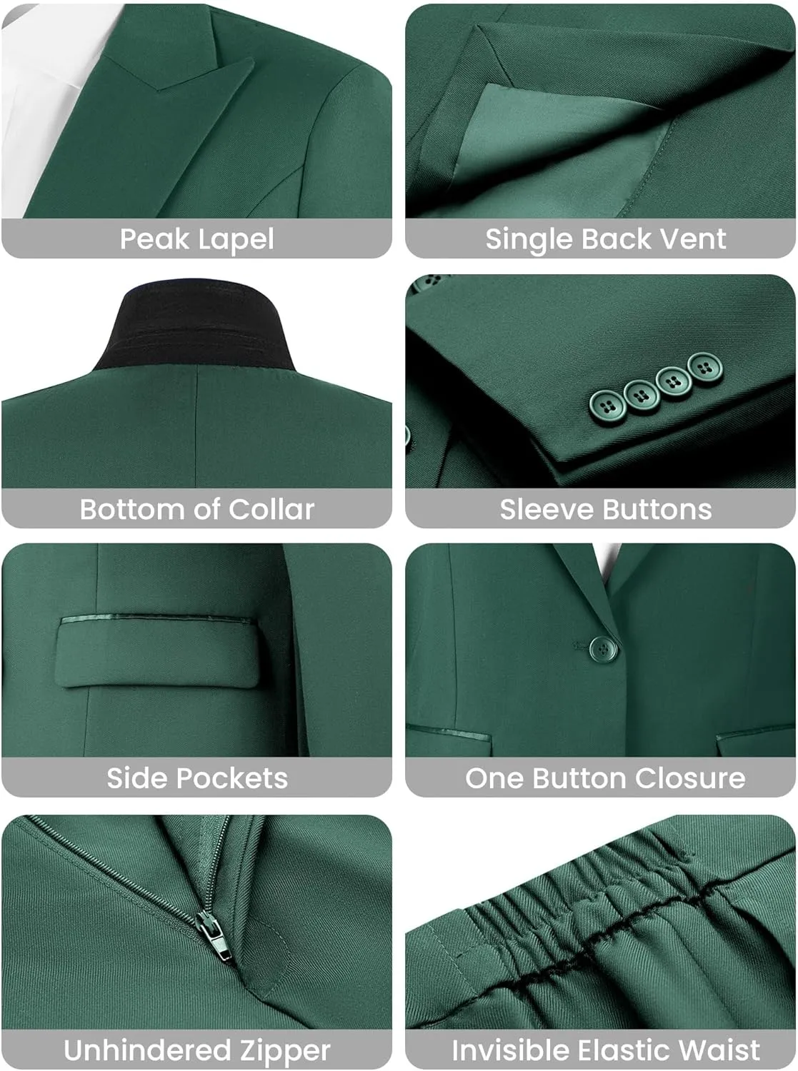 Women's 2 Piece Business Office Suit Lady Peaked Lapel Slim Fit One Button Blazer Jacket and Pants Set