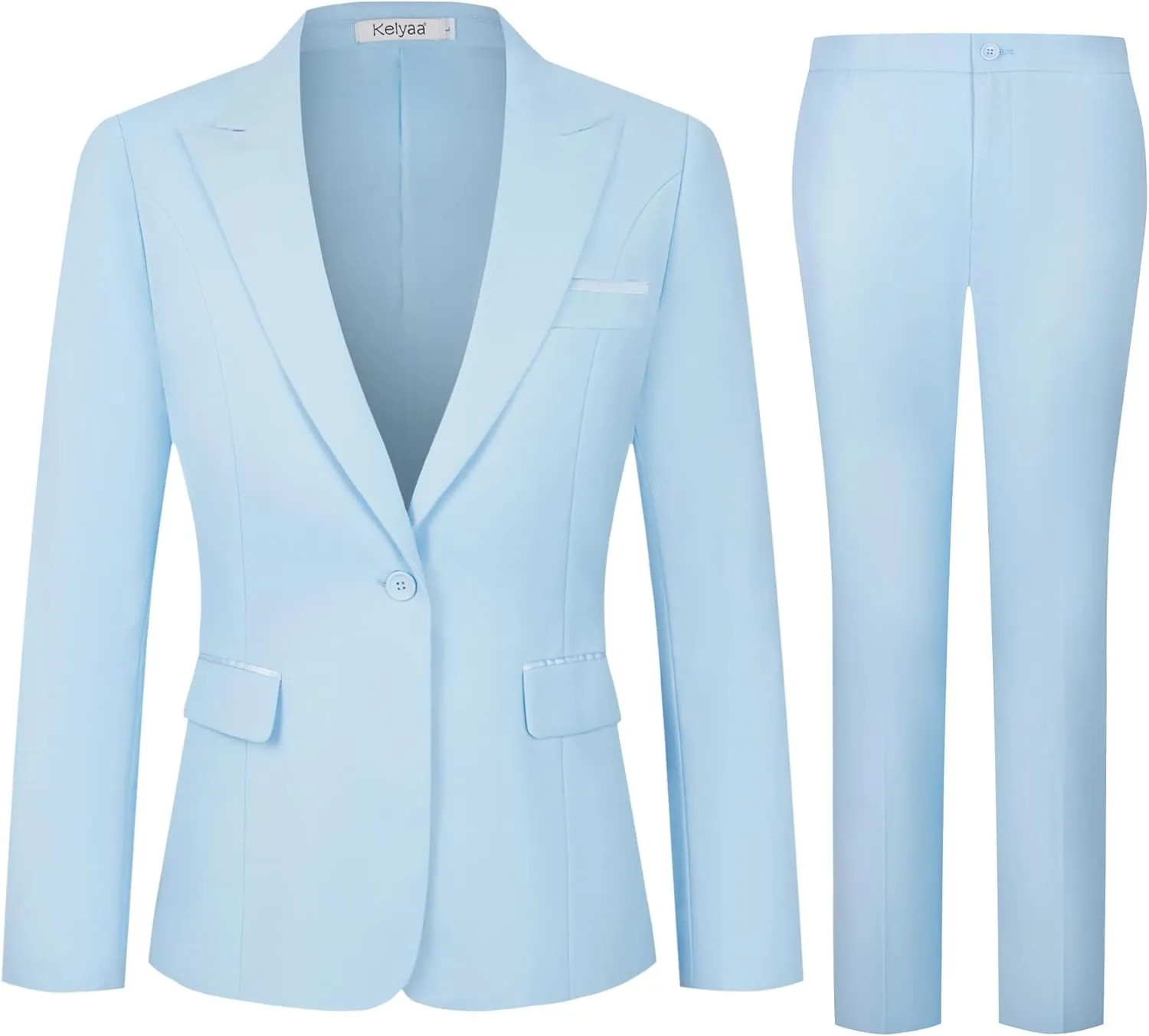 Women's 2 Piece Business Office Suit Lady Peaked Lapel Slim Fit One Button Blazer Jacket and Pants Set
