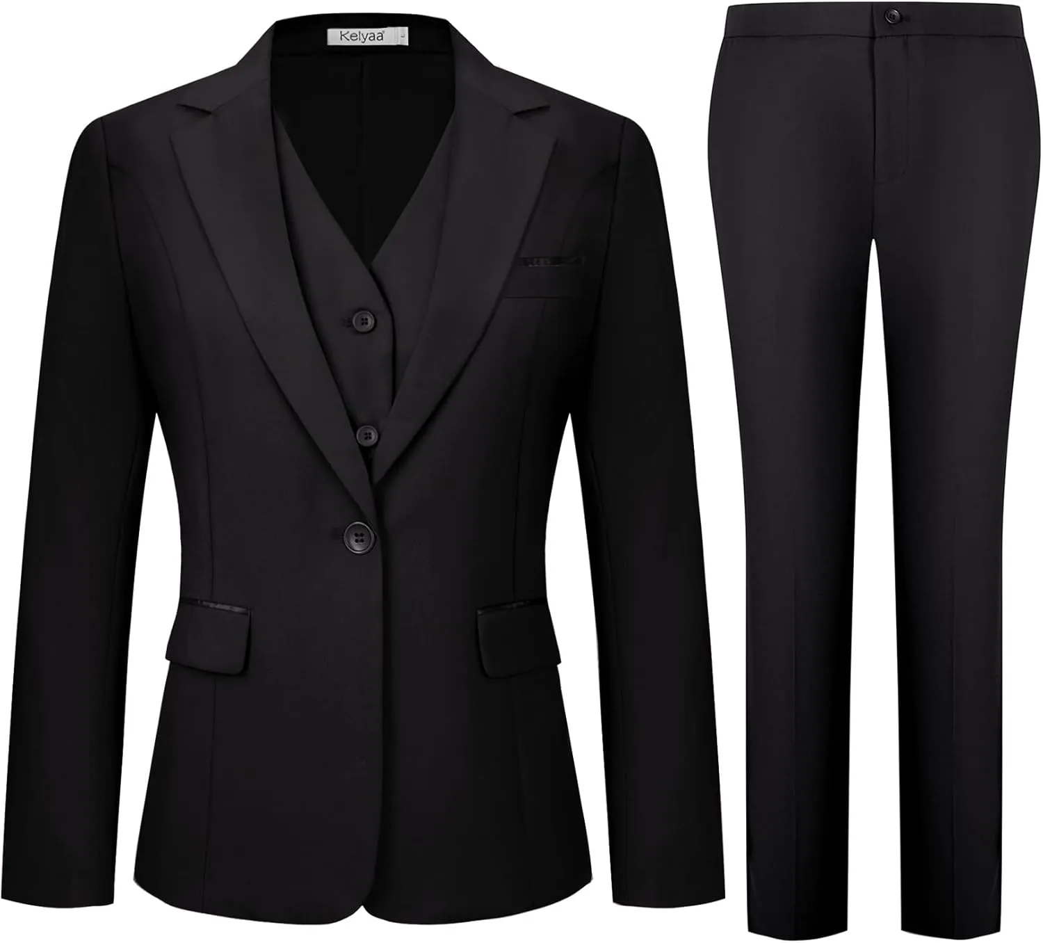 Women's 3 Piece Suit Lady Business Casual Office One Button Slim Fit Blazer Jacket Vest Pants Set