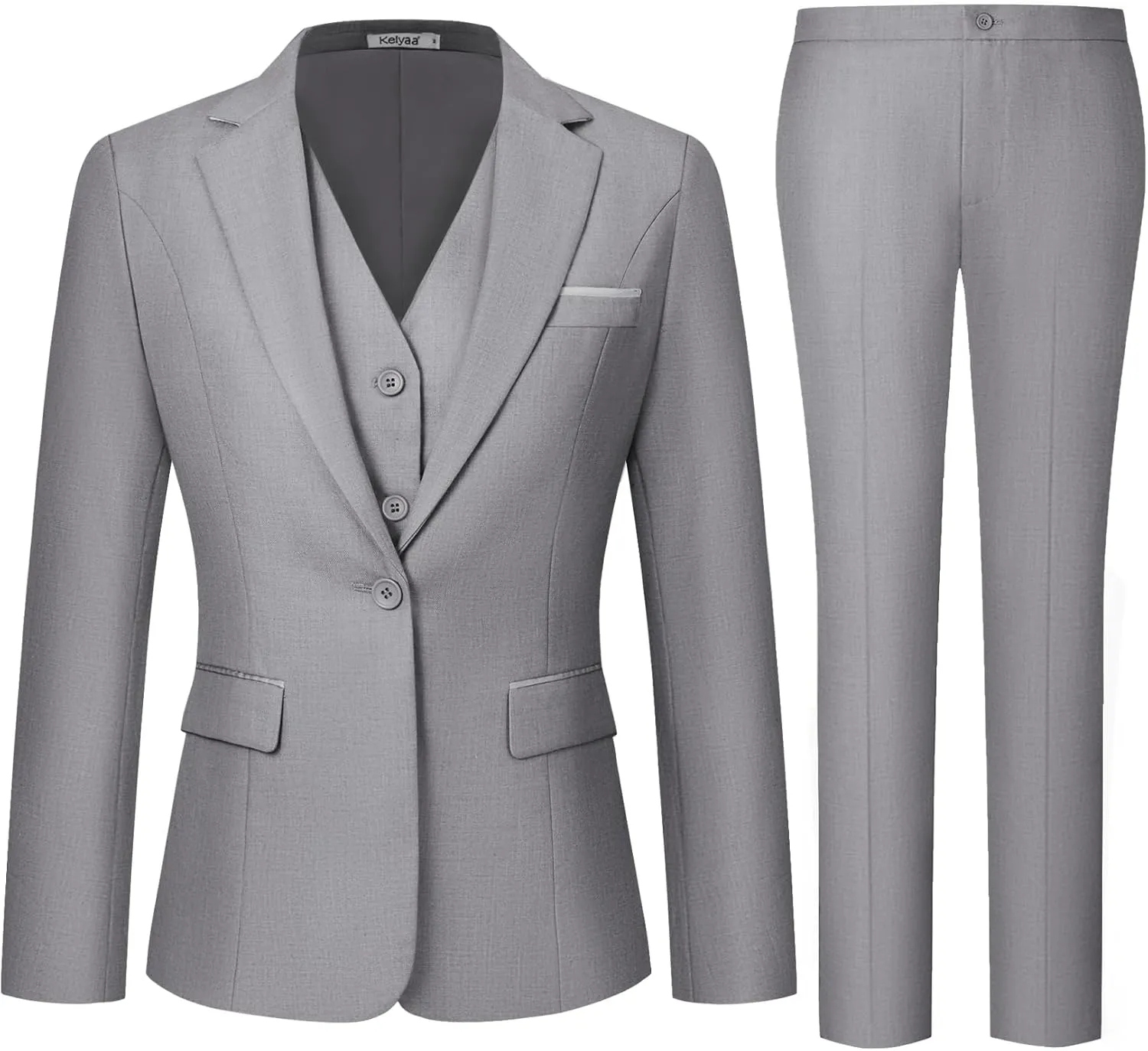 Women's 3 Piece Suit Lady Business Casual Office One Button Slim Fit Blazer Jacket Vest Pants Set