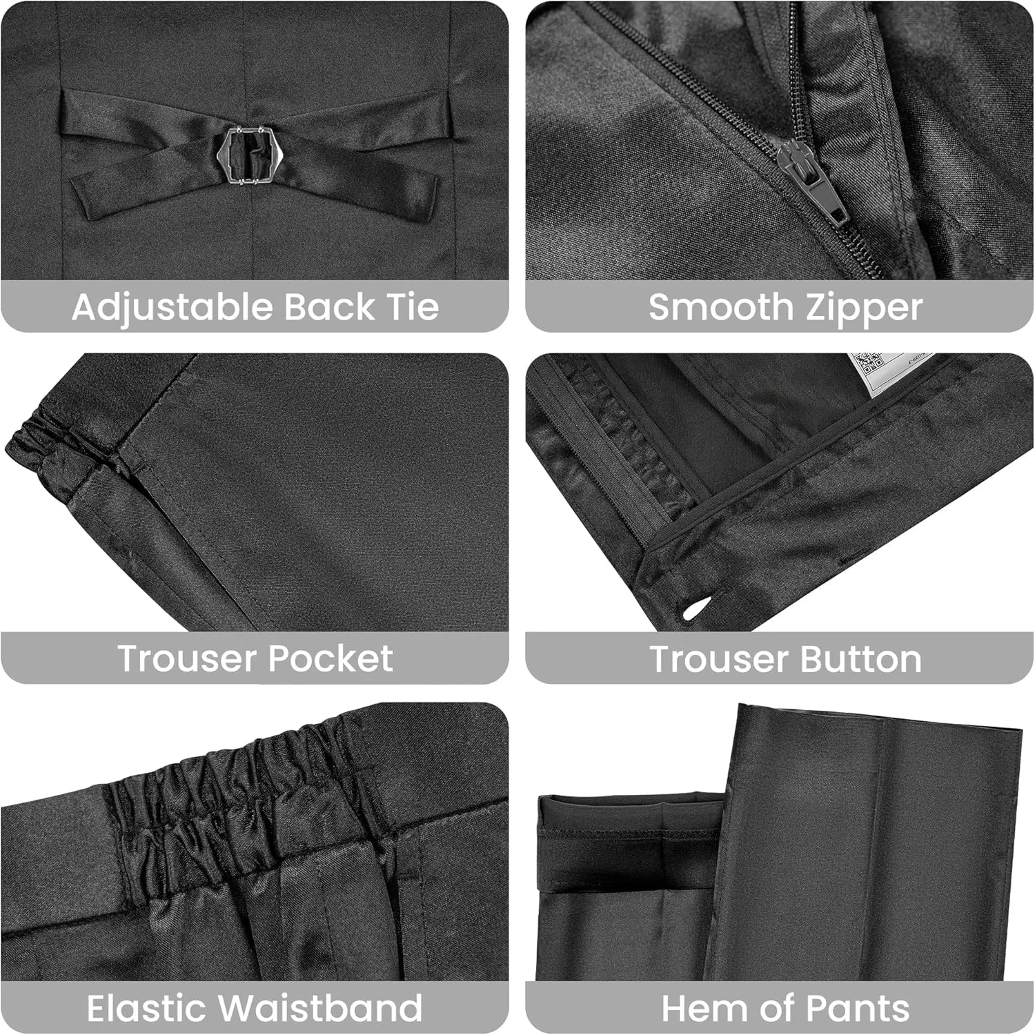 Women's 3 Pieces Satin Suit Black Peak Lapel Fashion Outfits Casual Party Wedding Blazer Jacket Vest Pants Set
