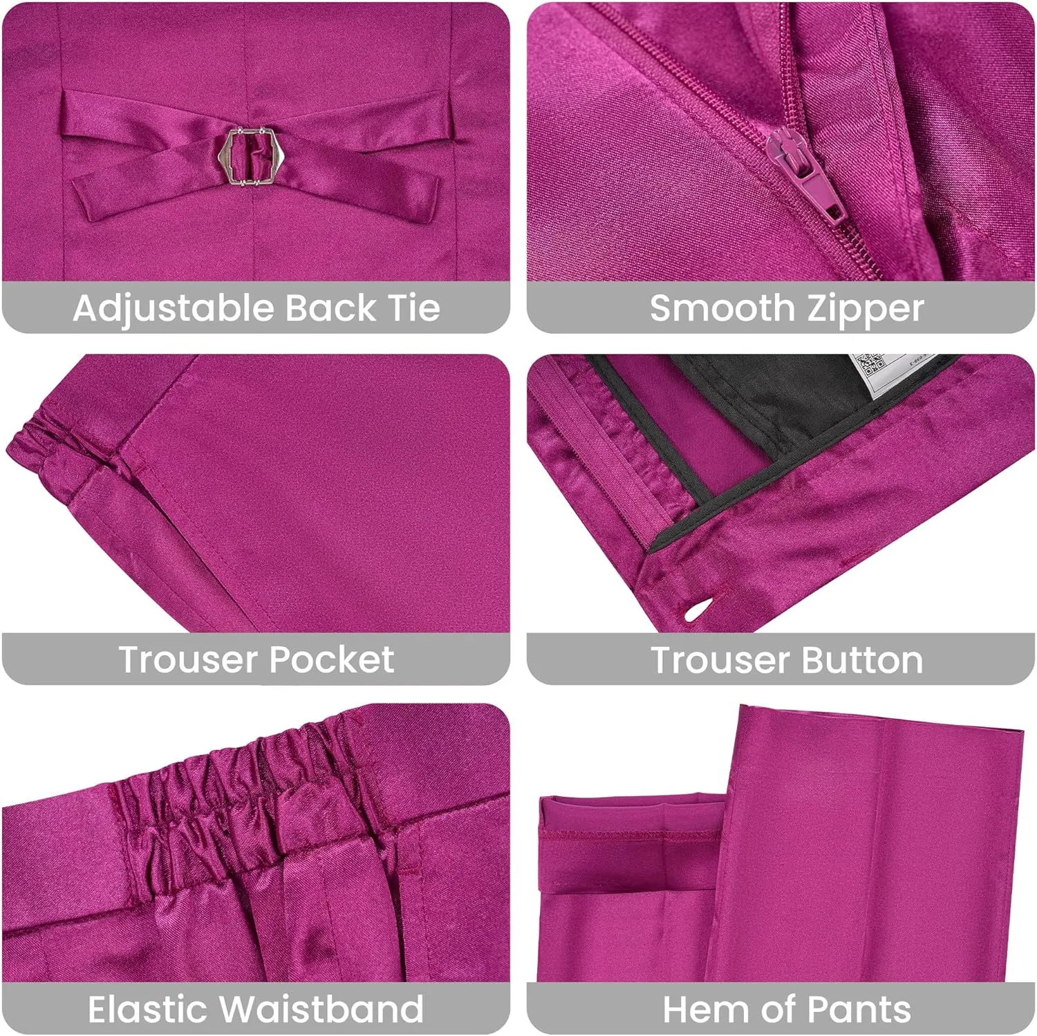 Women's 3 Pieces Satin Suit Black Peak Lapel Fashion Outfits Casual Party Wedding Blazer Jacket Vest Pants Set