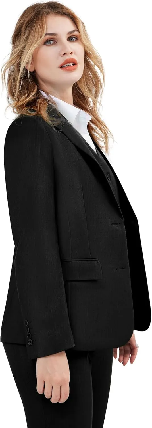 Women's 3 Pieces Suit Lady's 2 Buttons Business Casual Office Outfits Slim Fit Blazer Jacket Vest Pants Set
