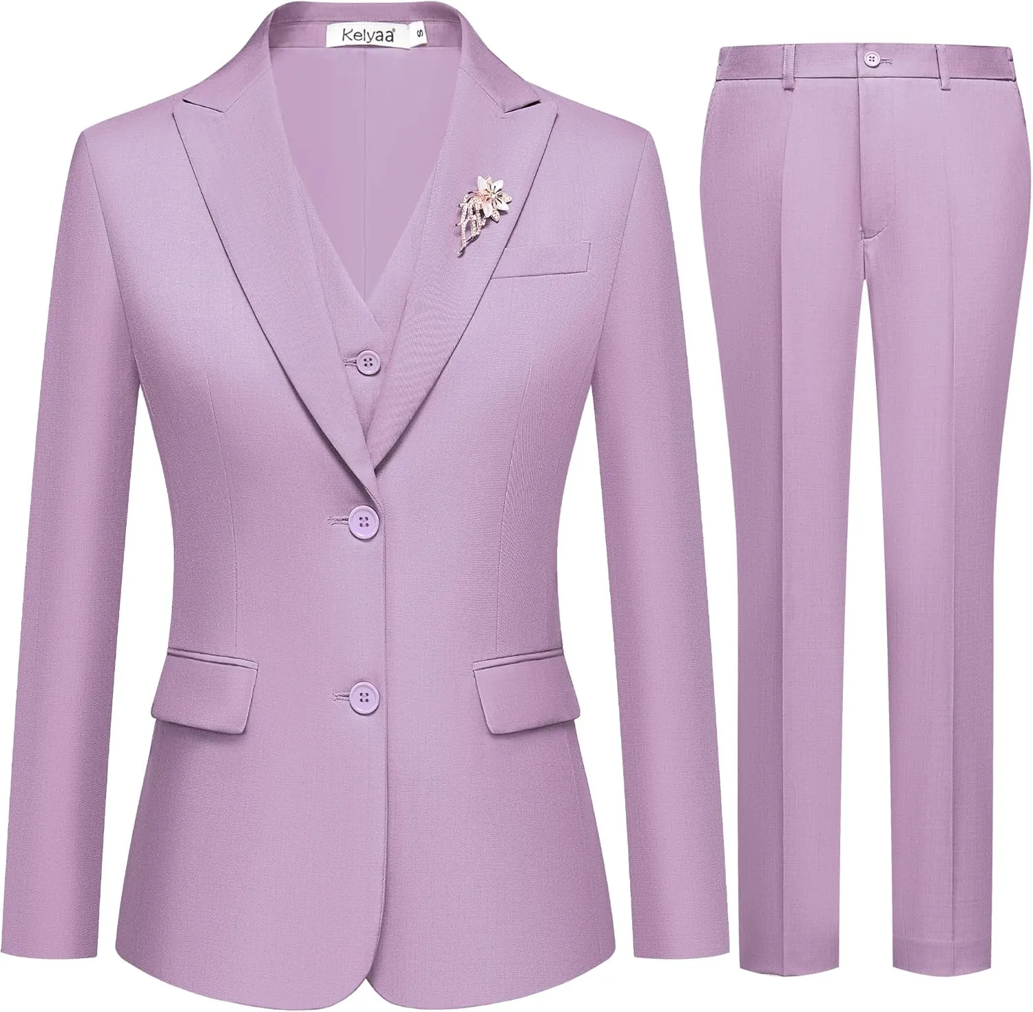 Women's 3 Pieces Suit Lady's 2 Buttons Business Casual Office Outfits Slim Fit Blazer Jacket Vest Pants Set