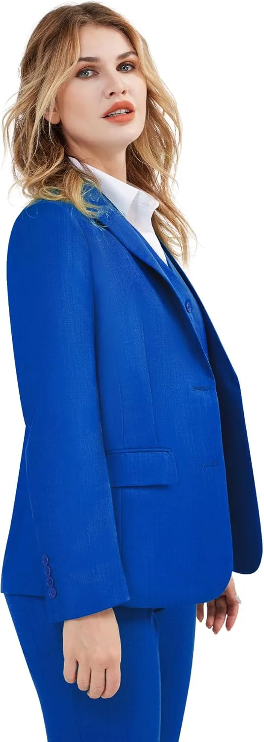 Women's 3 Pieces Suit Lady's 2 Buttons Business Casual Office Outfits Slim Fit Blazer Jacket Vest Pants Set