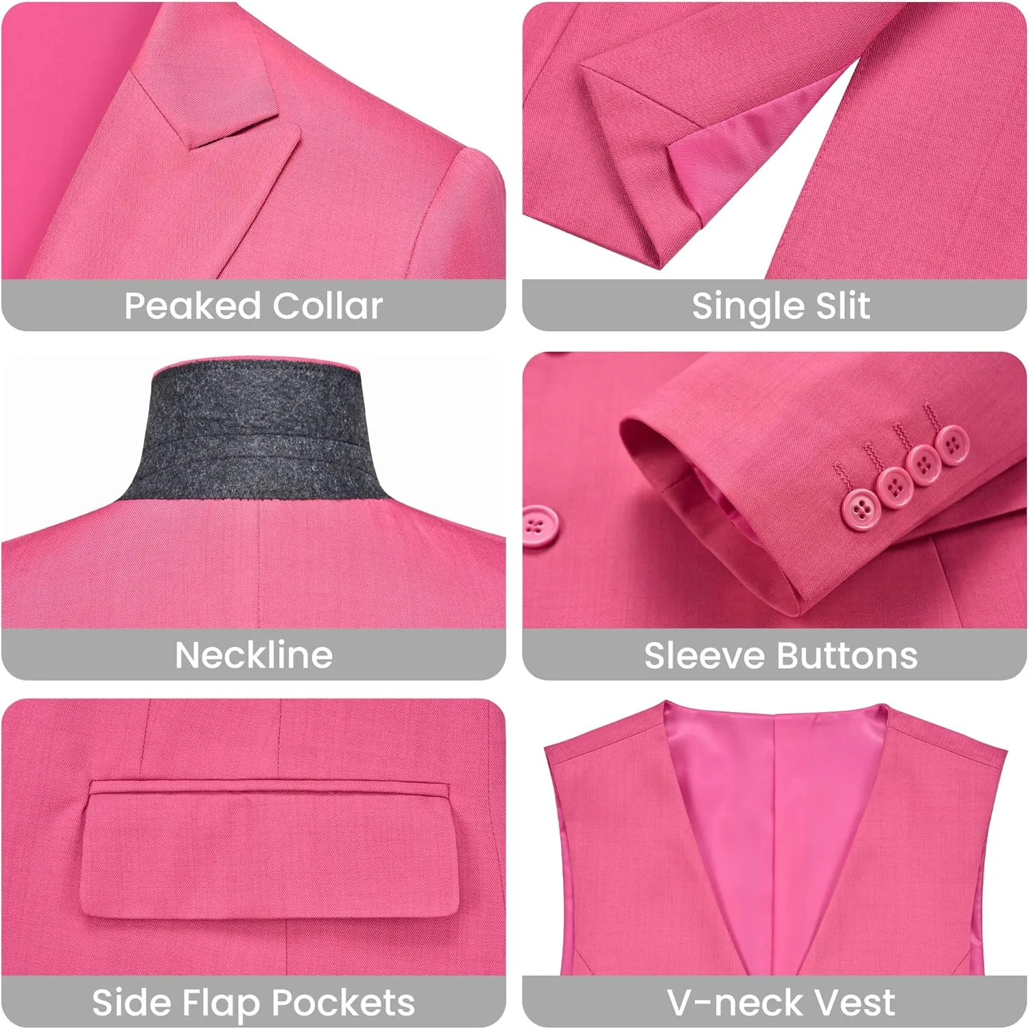 Women's 3 Pieces Suit Lady's 2 Buttons Business Casual Office Outfits Slim Fit Blazer Jacket Vest Pants Set