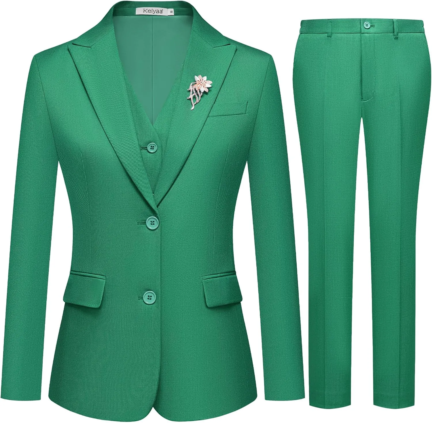 Women's 3 Pieces Suit Lady's 2 Buttons Business Casual Office Outfits Slim Fit Blazer Jacket Vest Pants Set