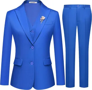 Women's 3 Pieces Suit Lady's 2 Buttons Business Casual Office Outfits Slim Fit Blazer Jacket Vest Pants Set