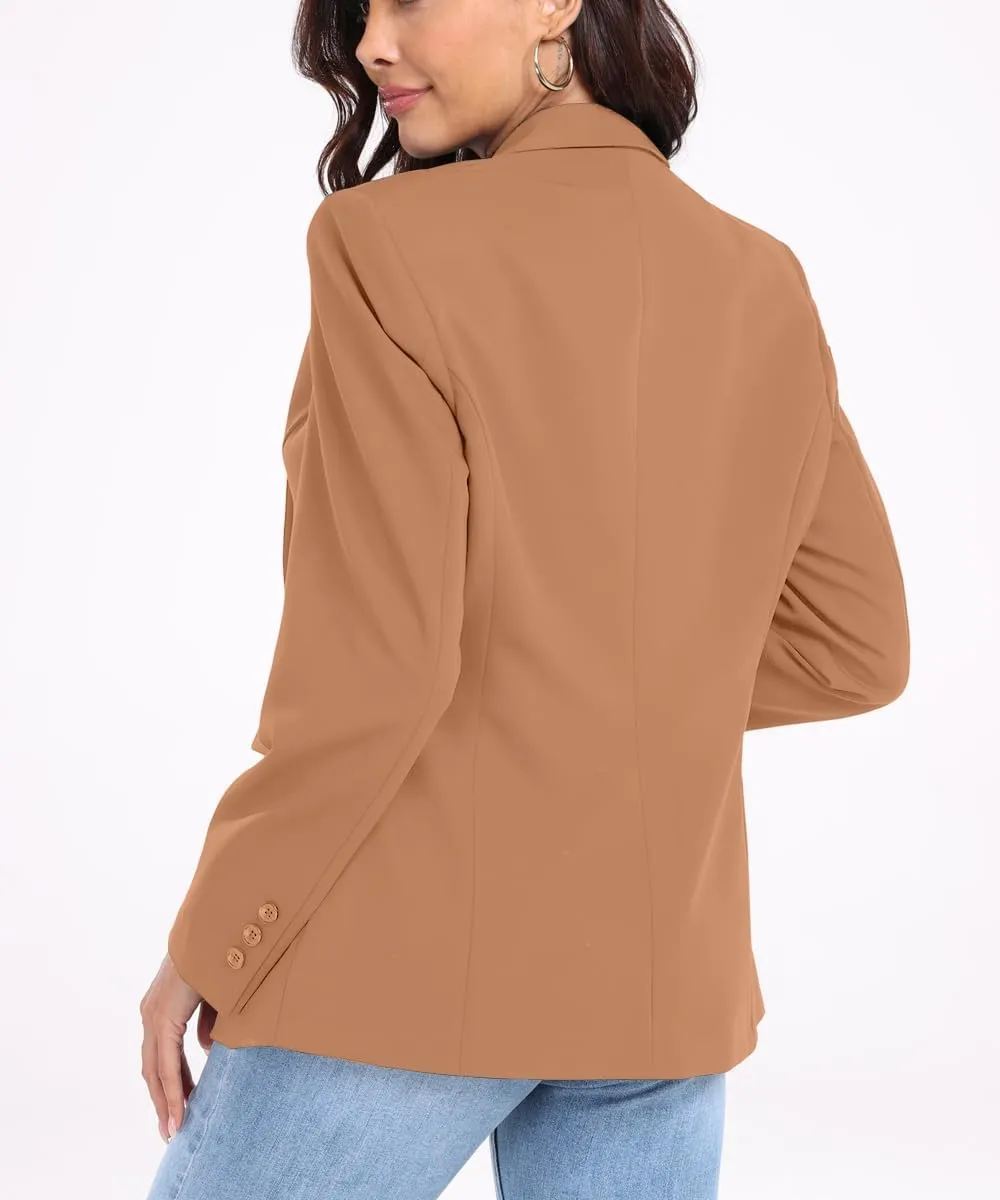 Womens Casual Blazer Open Front Business Suit Jacket Long Sleeve Button Work Office Blazer Summer Lightweight