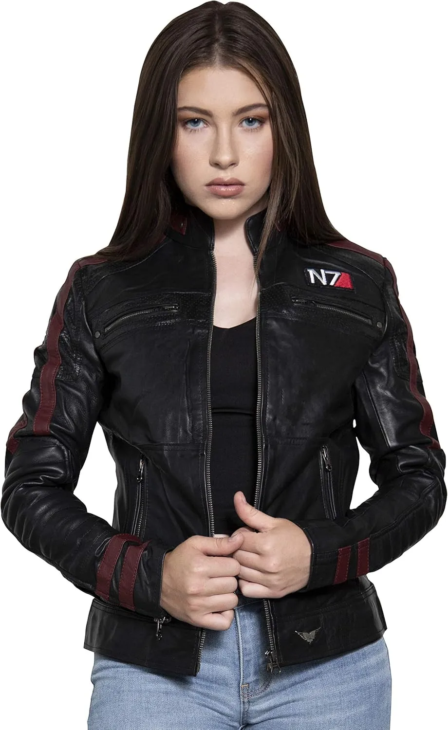 Womens Commander Shepard Mass Effect N7 Leather and Vegan Leather Jacket