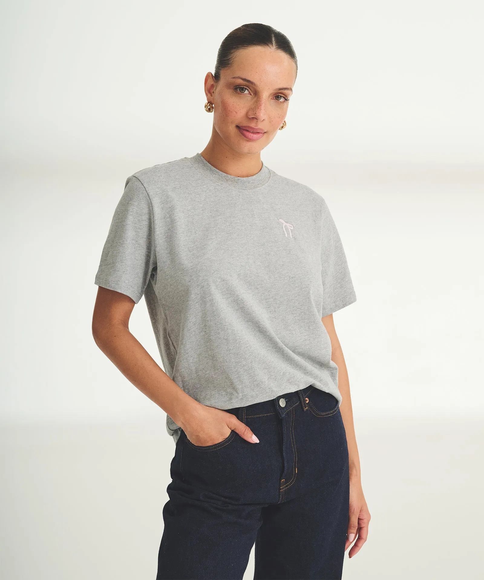 Women's Embroidered Bow Boxy Tee