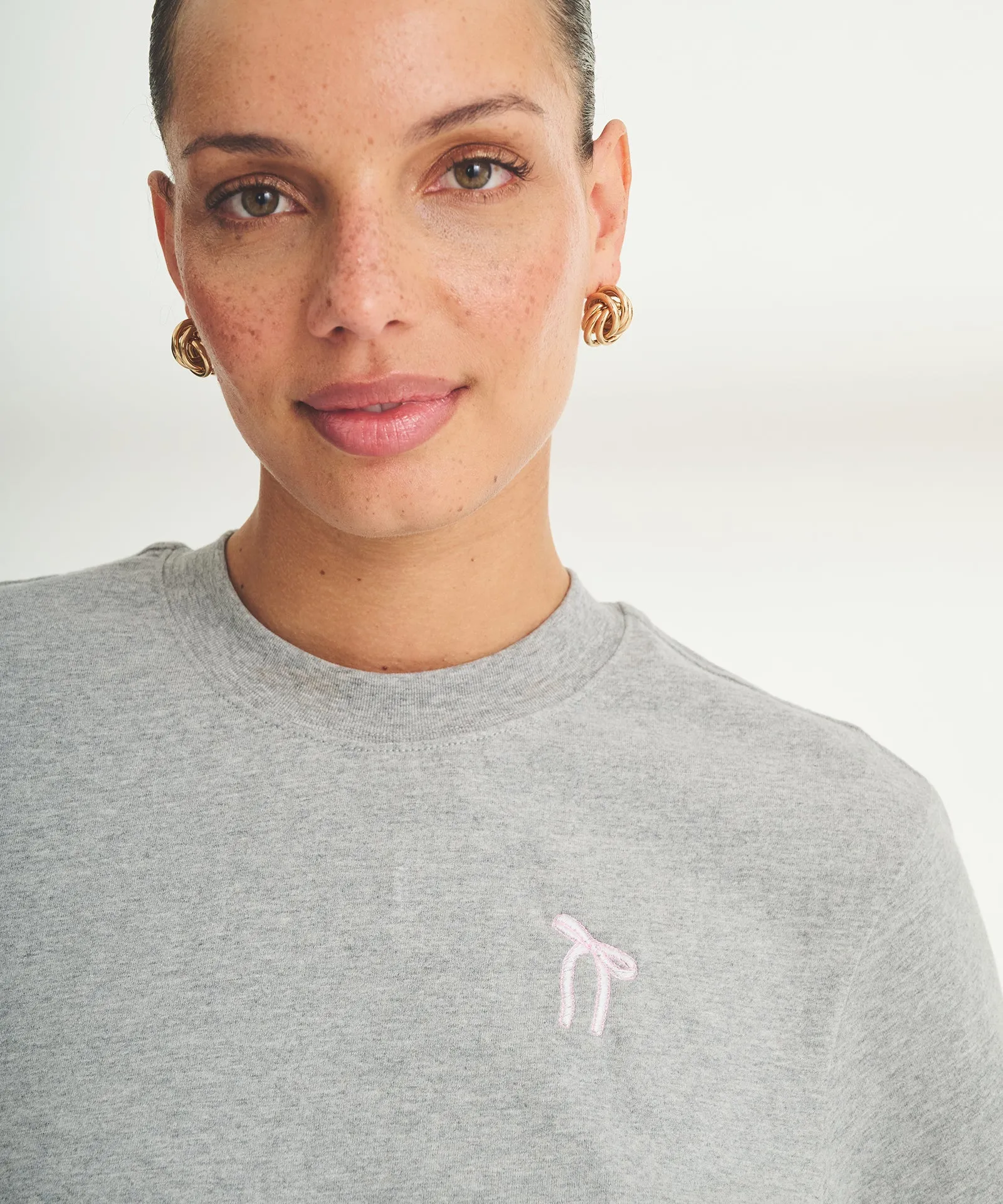 Women's Embroidered Bow Boxy Tee