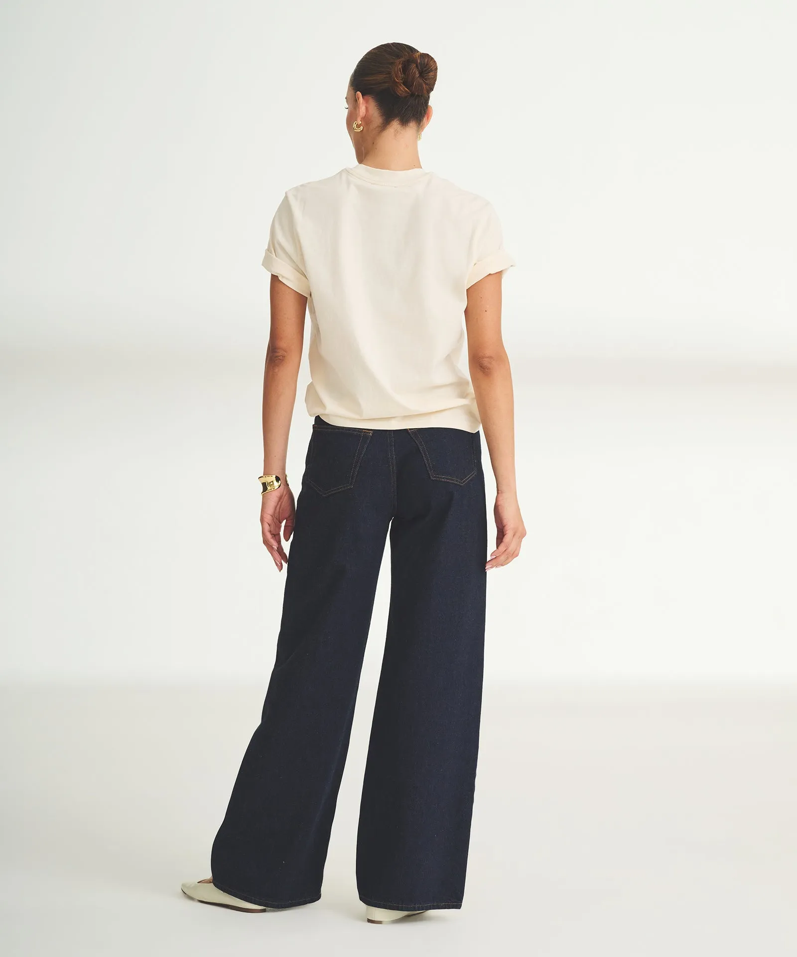 Women's Embroidered Croissant Boxy Tee