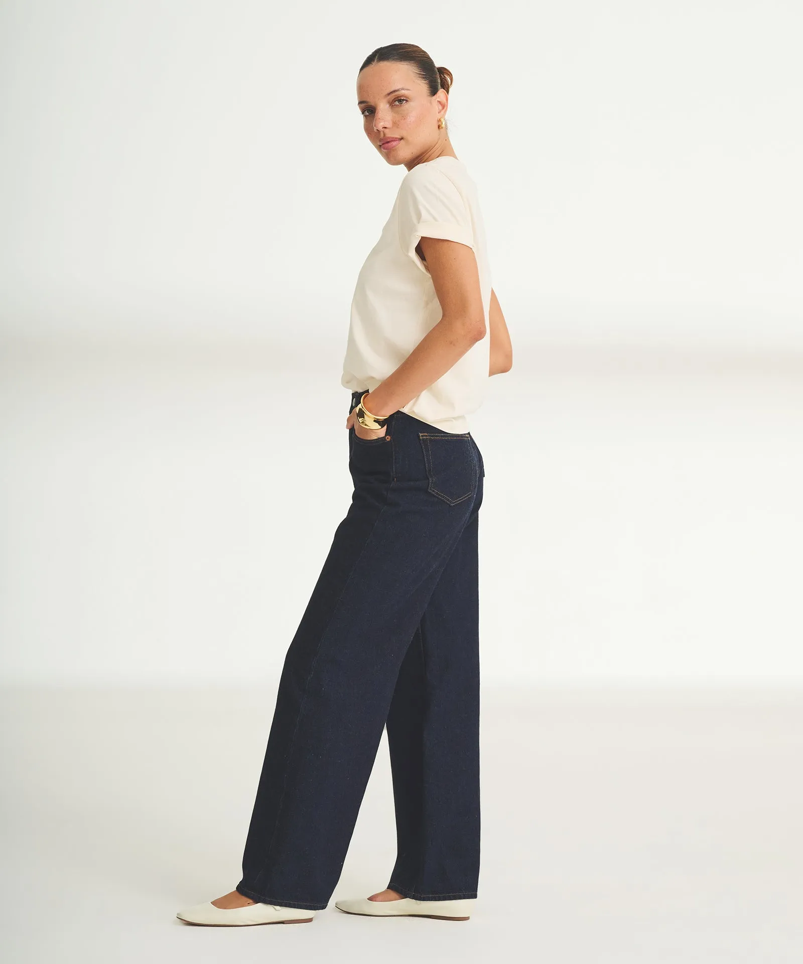 Women's Embroidered Croissant Boxy Tee