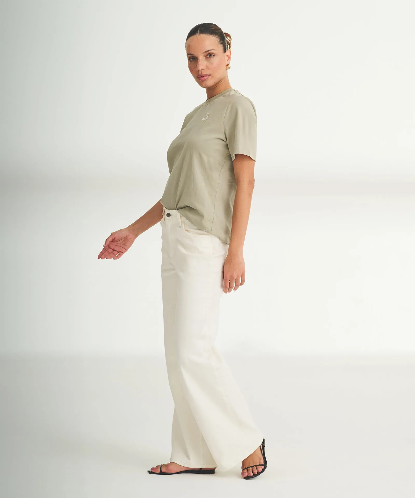 Women's Embroidered Flowers Boxy Tee