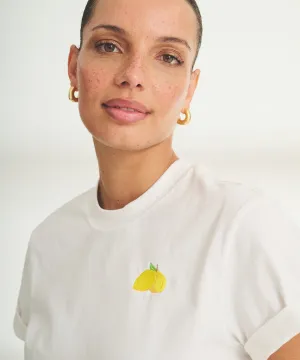 Women's Embroidered Lemons Boxy Tee