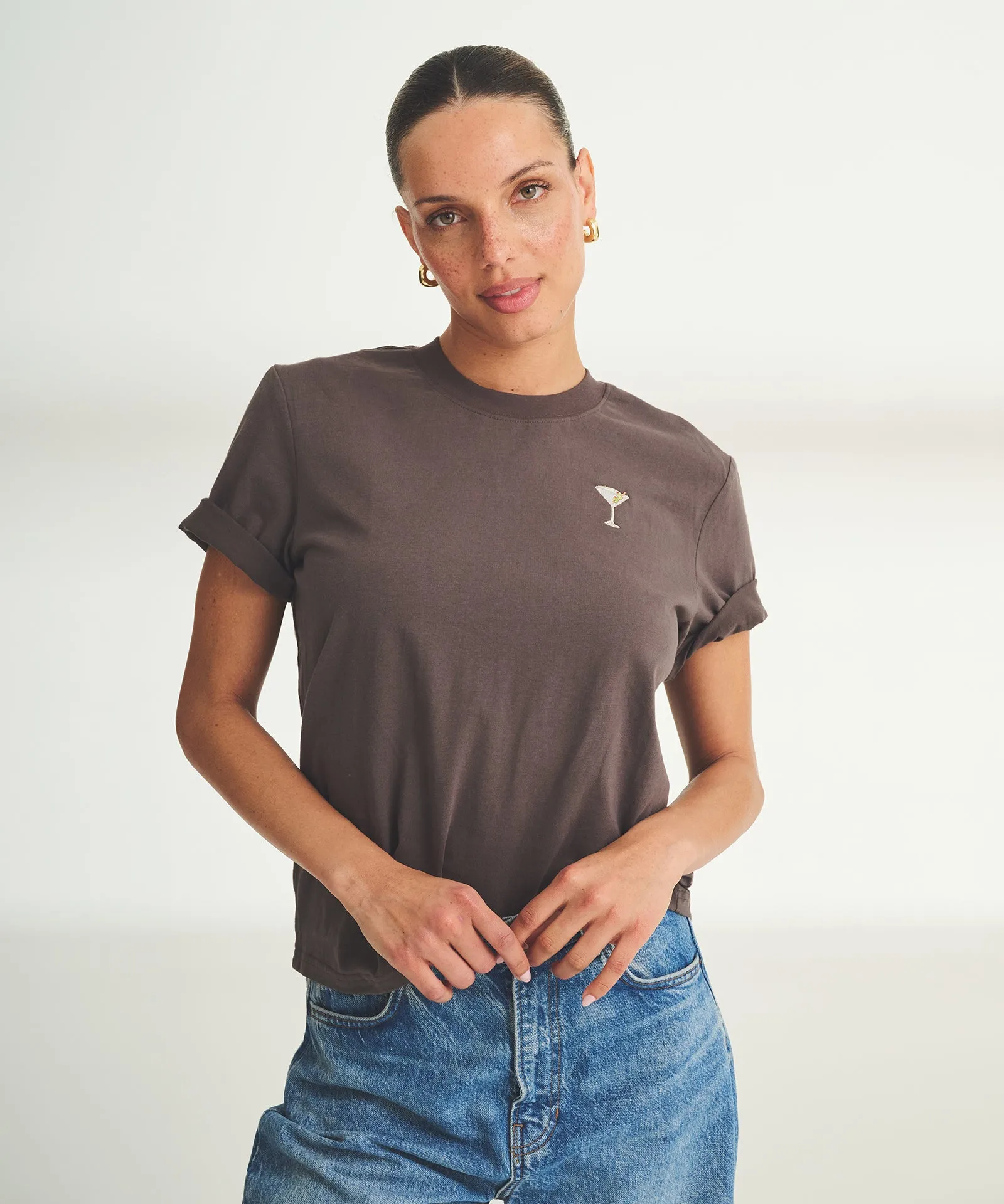 Women's Embroidered Martini Boxy Tee