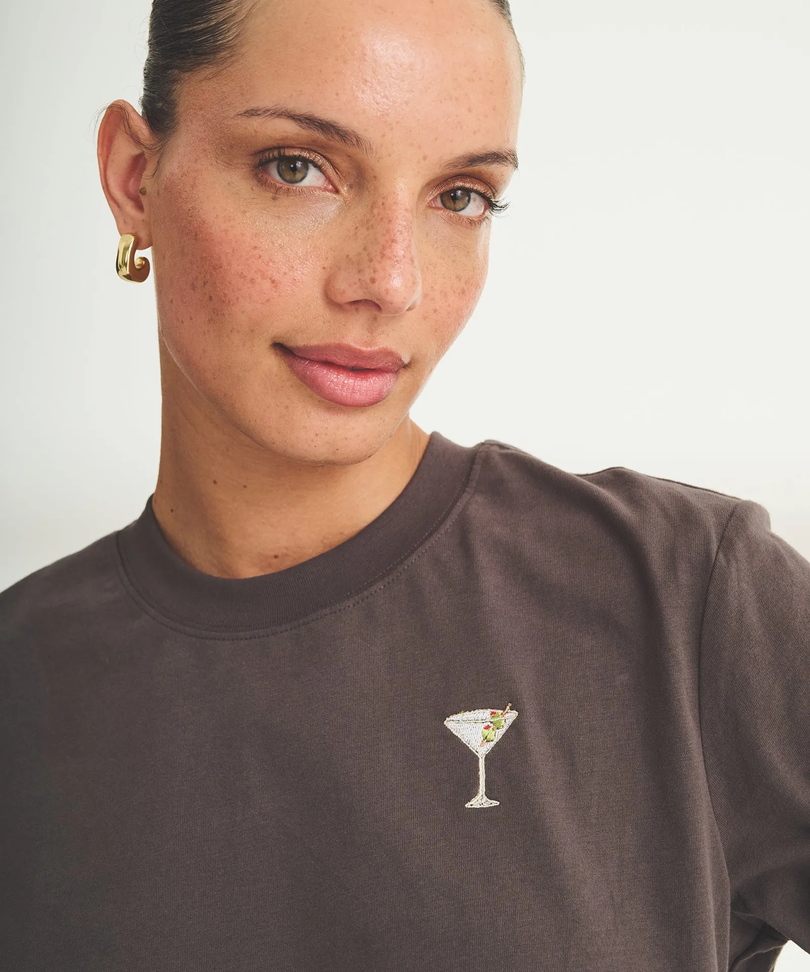 Women's Embroidered Martini Boxy Tee