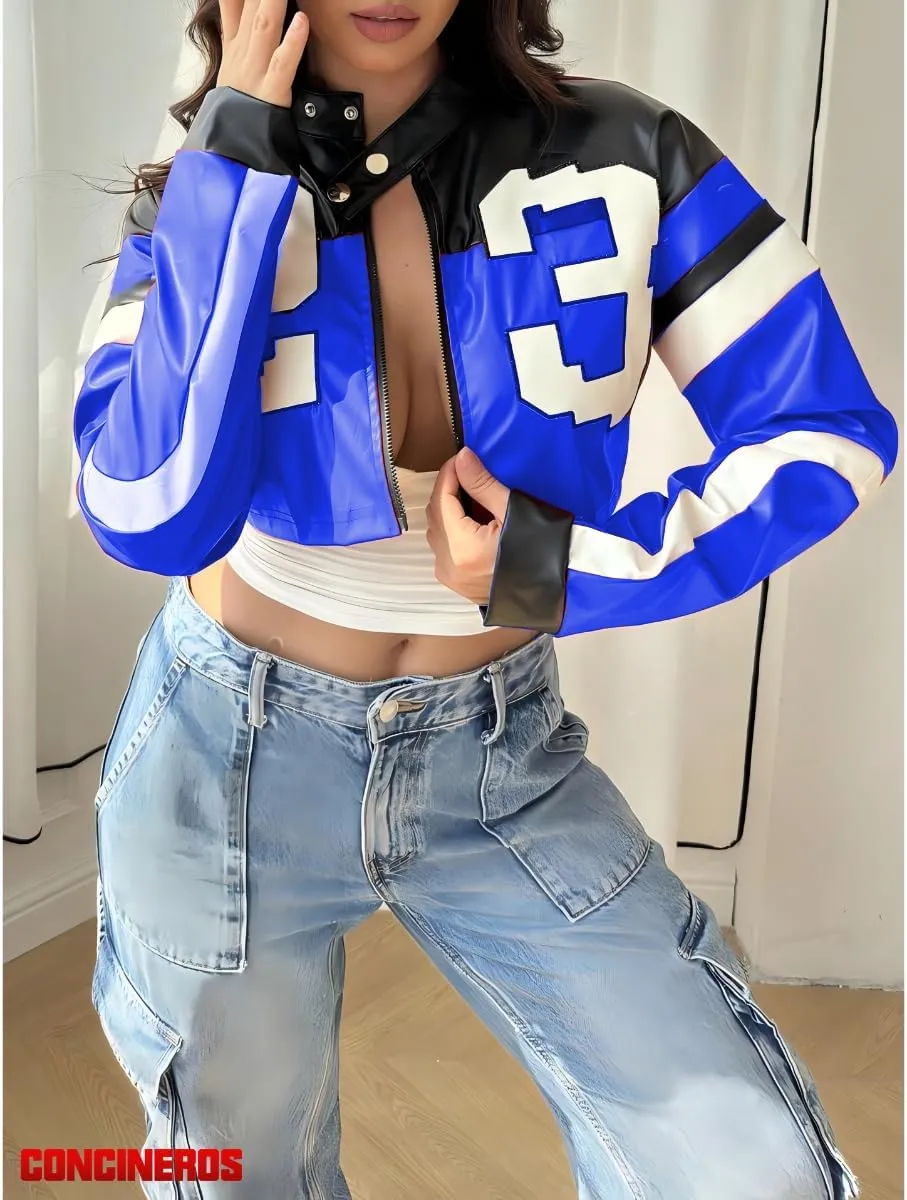 Women's Faux Leather Jacket Zip Up Cropped Bomber Leather Jacket Women 2024 S-XL