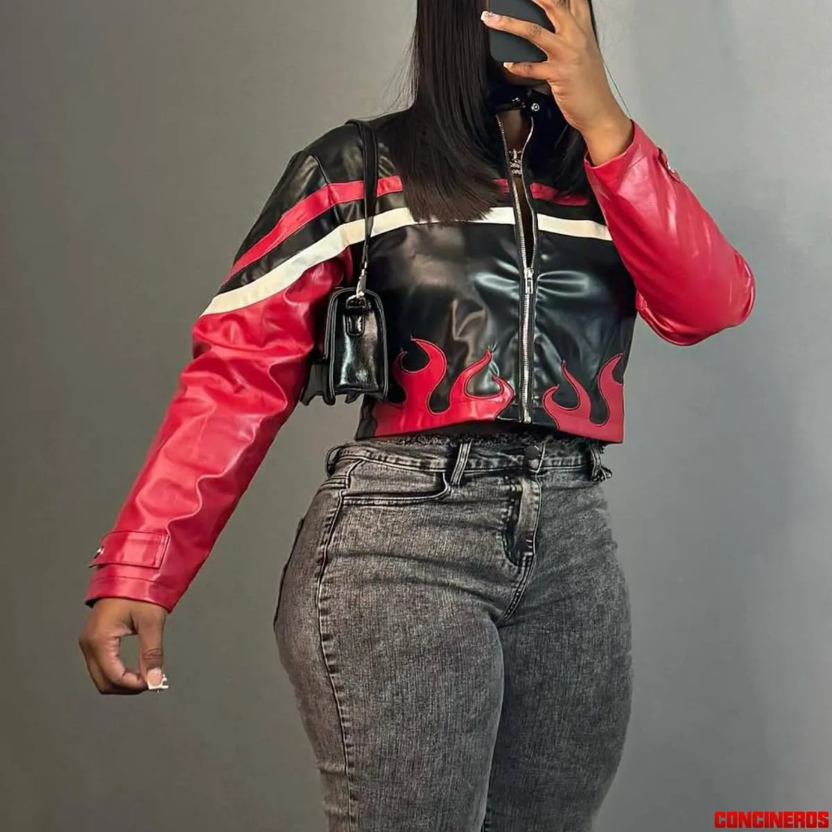 Women's Faux Leather Jacket Zip Up Cropped Bomber Leather Jacket Women 2024 S-XL