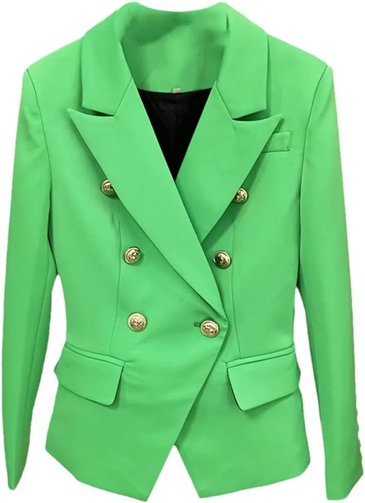 Women's Jacket Double Breasted Metal Buttons Blazer Suit
