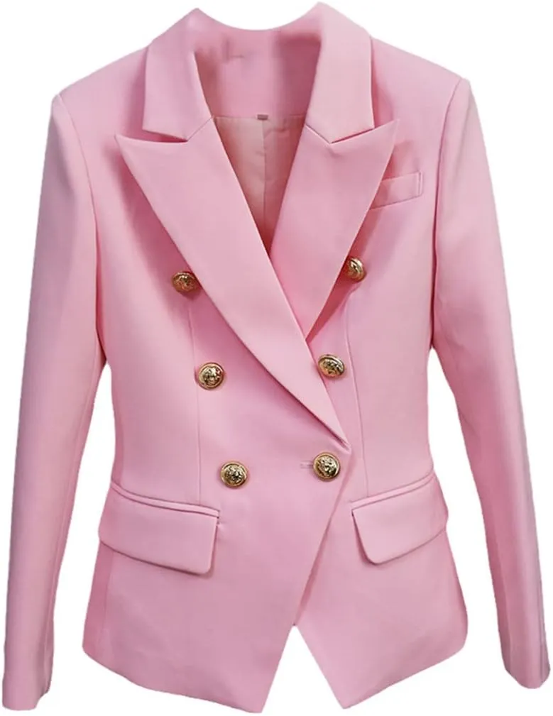 Women's Jacket Double Breasted Metal Buttons Blazer Suit