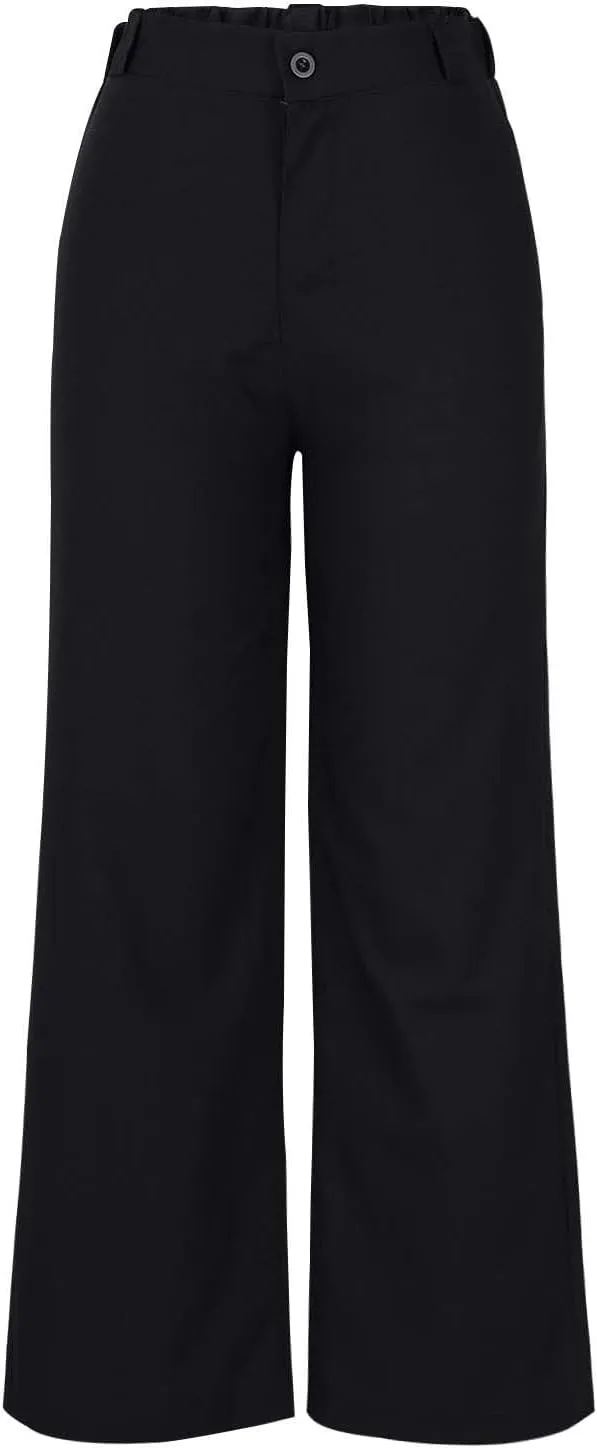 Womens Linen Pants Casual Summer Wide Leg High Waisted Button Pants Solid Color Straight Palazzo 2025 Long Trousers