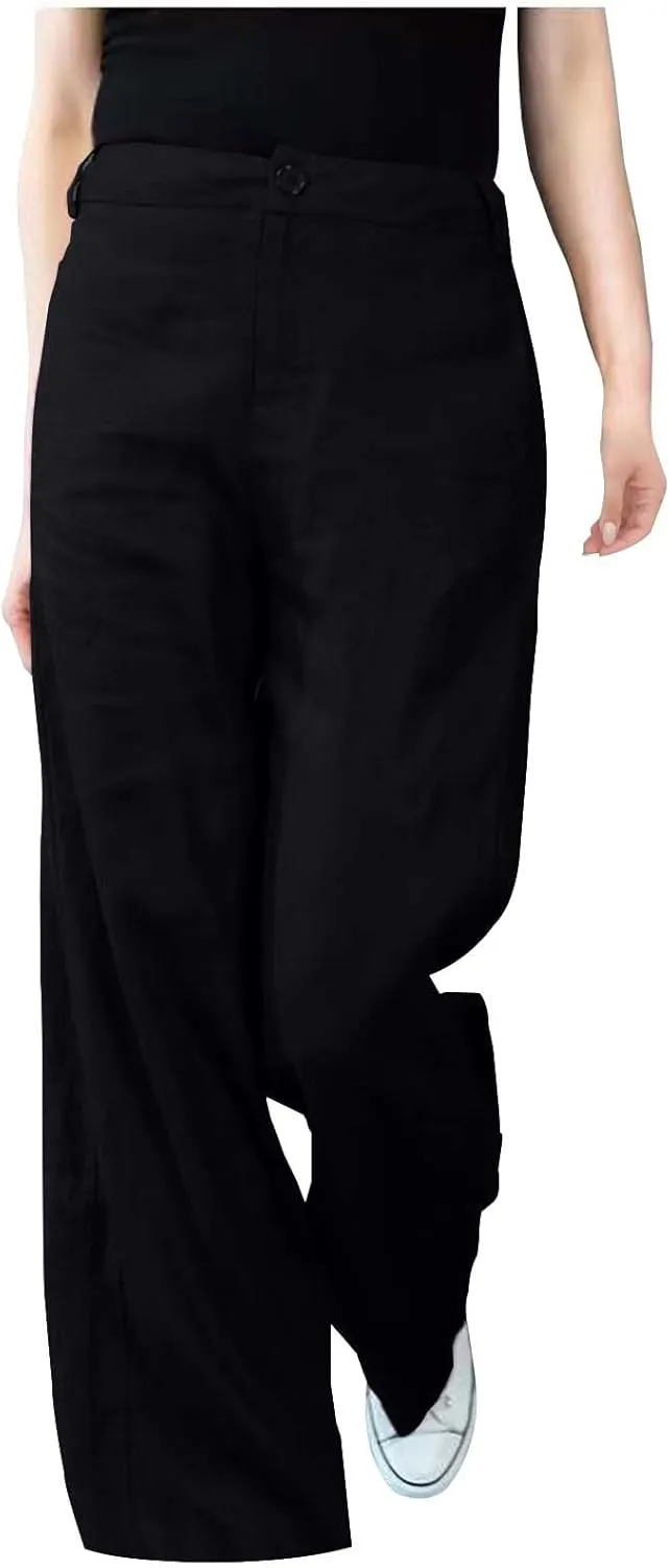 Womens Linen Pants Casual Summer Wide Leg High Waisted Button Pants Solid Color Straight Palazzo 2025 Long Trousers
