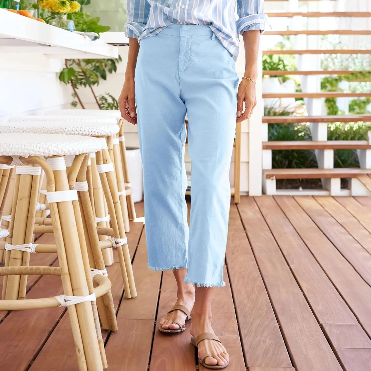 Womens Pants, Cotton Peasant Pants Casual Linen Straight Leg Plus Size Lounge