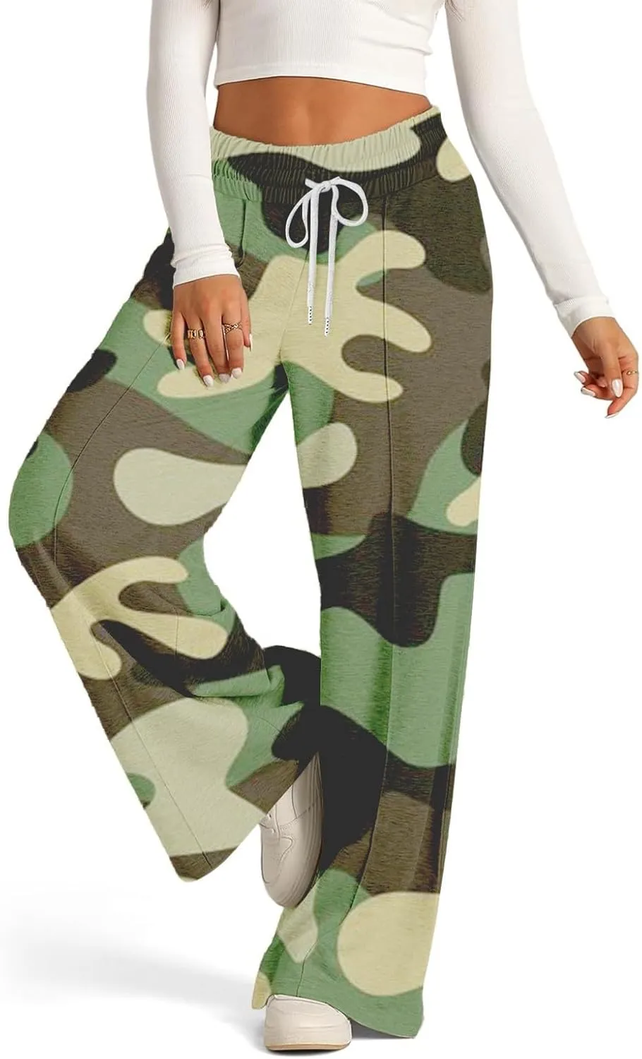Women's Pants, Straight Leg High Waisted Pants Cotton Linen Wide Palazzo Sweatpants