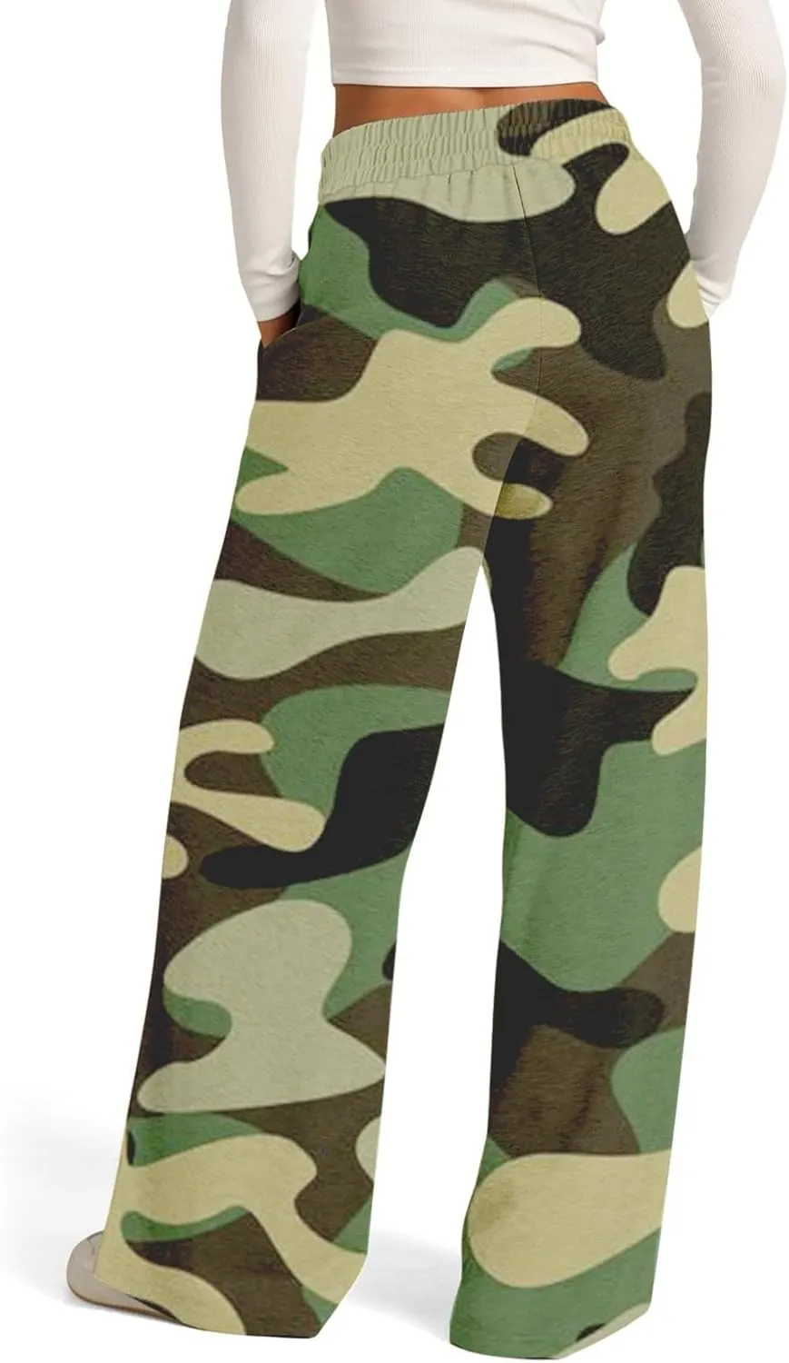 Women's Pants, Straight Leg High Waisted Pants Cotton Linen Wide Palazzo Sweatpants