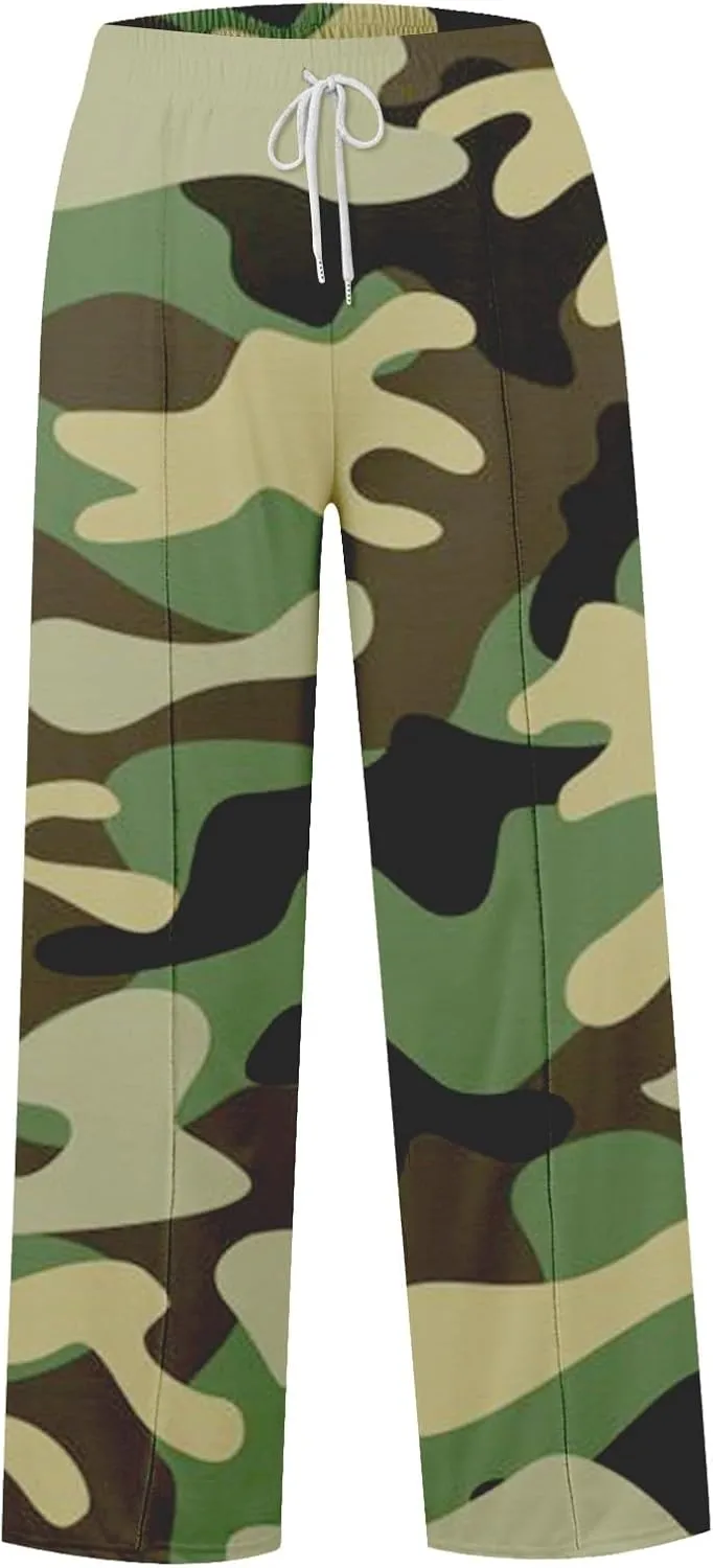 Women's Pants, Straight Leg High Waisted Pants Cotton Linen Wide Palazzo Sweatpants
