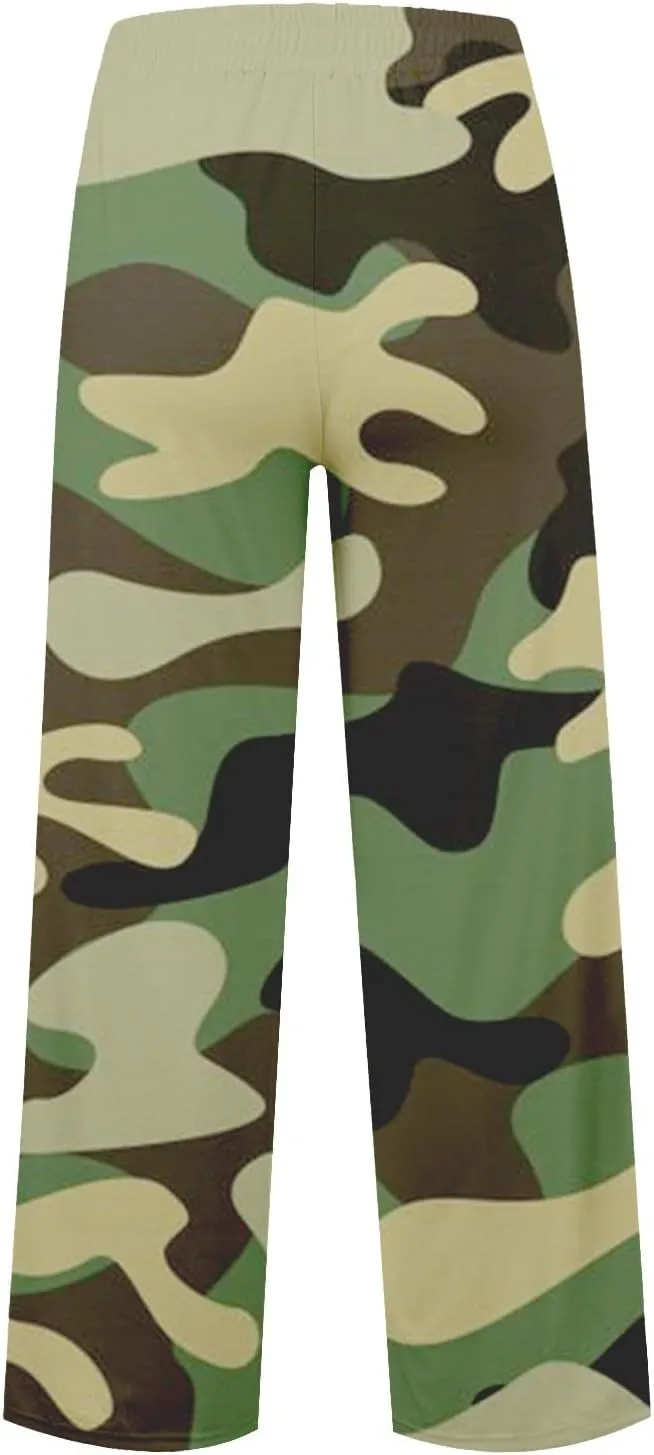 Women's Pants, Straight Leg High Waisted Pants Cotton Linen Wide Palazzo Sweatpants