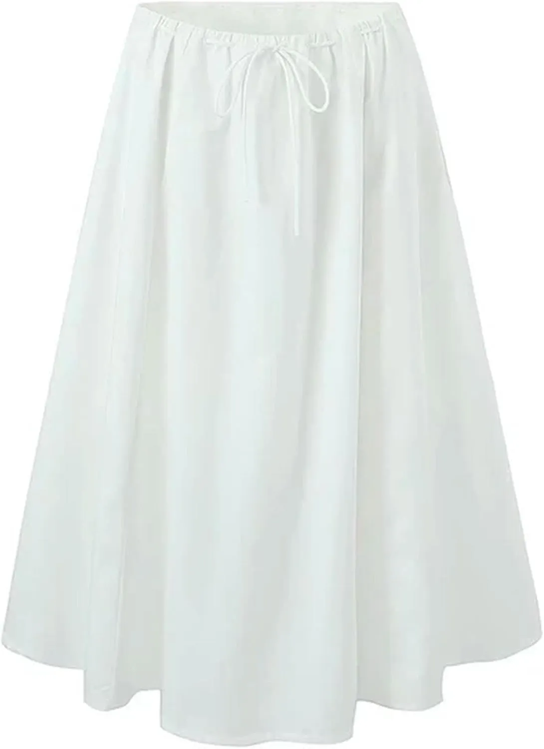 Women's Summer Fashion Street Style Loose Midi Skirt Sweet and Chic Pleated Design Low Waist Skirt-as1-S, Small