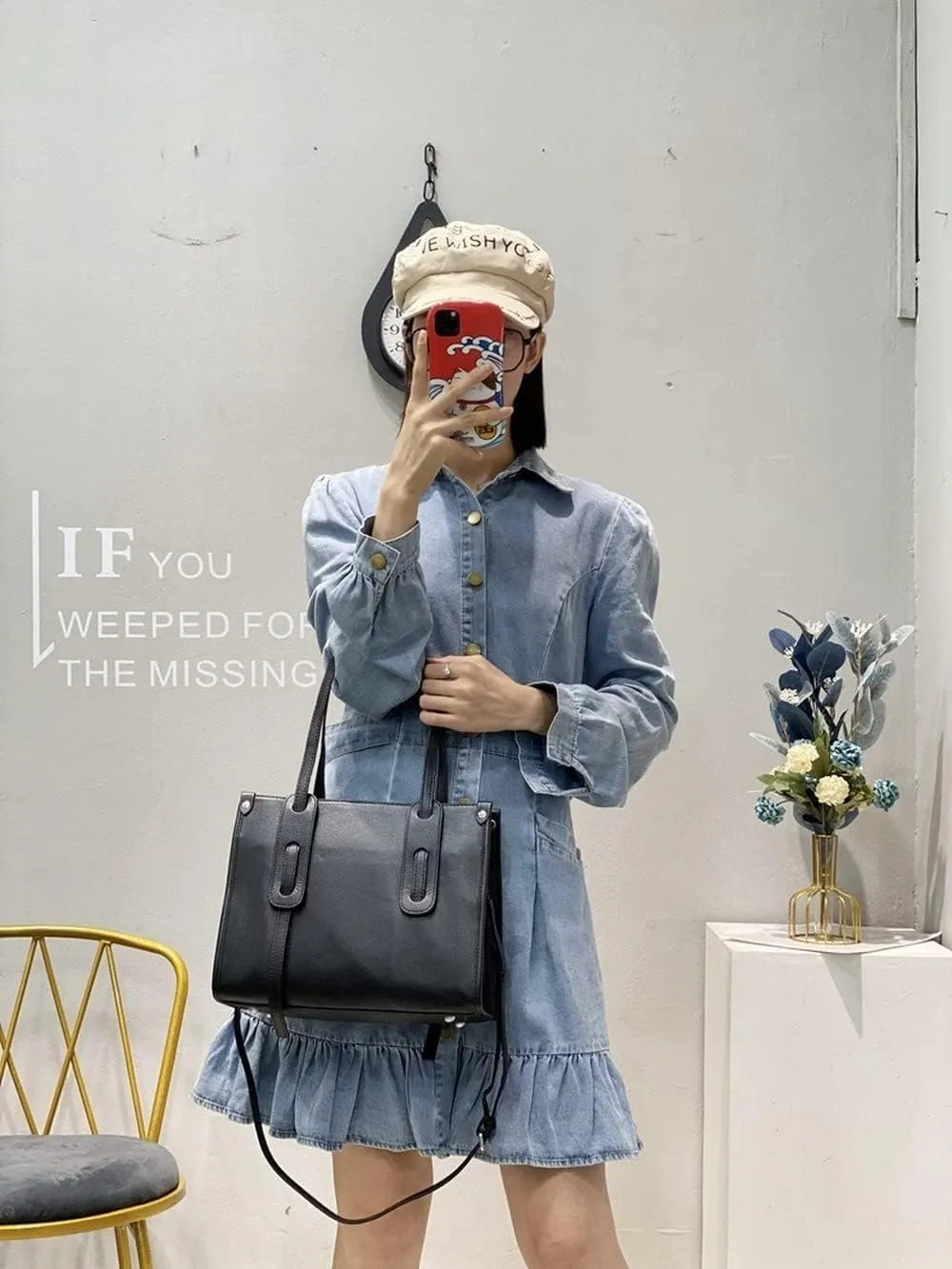 Women's Unique Shoulder Bags Hobo Handbags Genuine Leather Tote Patchwork Shoulder Handbag Purses (Black) (Color : Black)