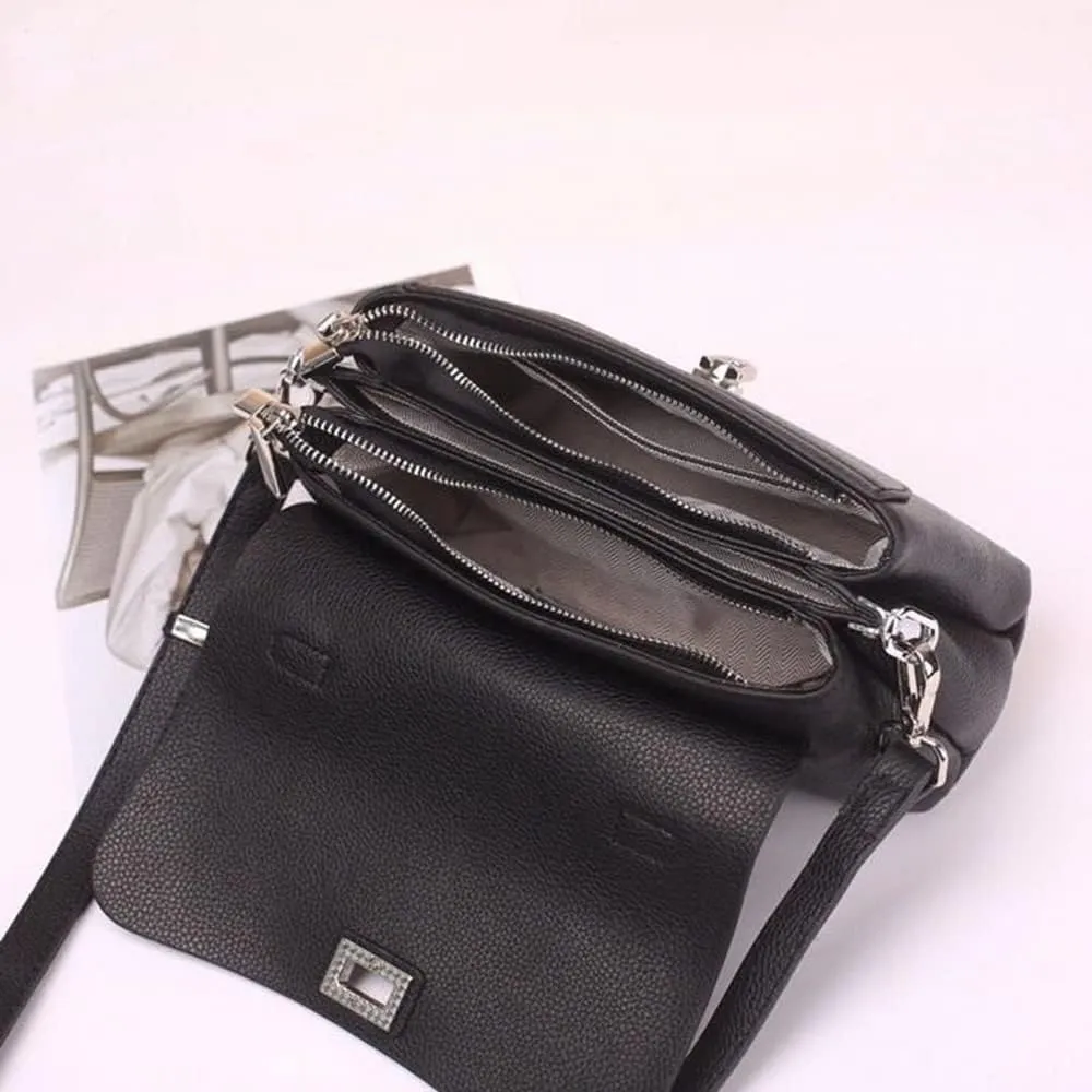 Women's Unique Shoulder Bags Hobo Handbags Genuine Leather Travel Bags with Cross-Body Strap (Black) (Color : Blue)